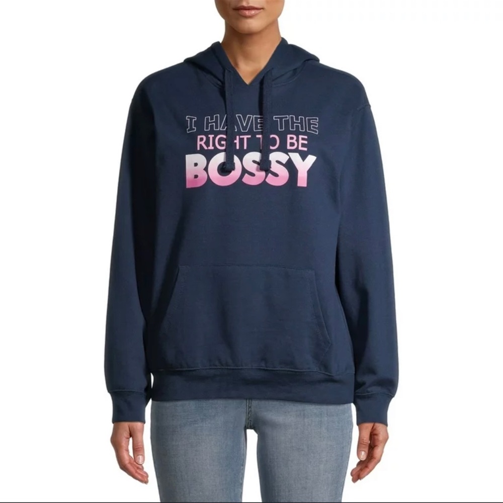 Wound Up Navy Blue “I have the right to be bossy” Hoodie